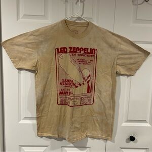 Led Zeppelin Concert T-Shirt Size 2X - Tan Tie Dye and Red